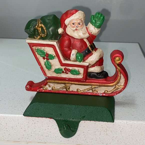 Vintage Midwest of Cannon Falls Santa in Sleigh Stocking Holder - Picture 10 of 14